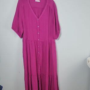 Sonoma pink waffle gauze Cotton Midi dress with pockets size 2X